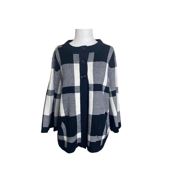 Designers Originals Cardigan Sweater Womens Extra Large Black White Button Front - Picture 1 of 9